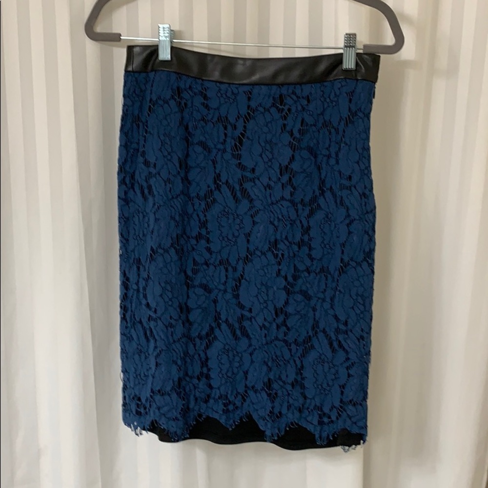 Blue Lace Pencil Skirt